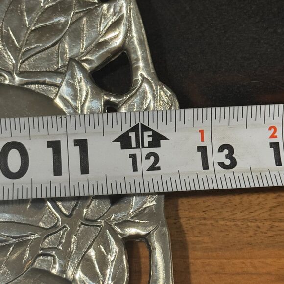 Vintage 1991 Arthur Court Serving Platter Tray Apple Pear Design Aluminum 12" - Picture 10 of 10